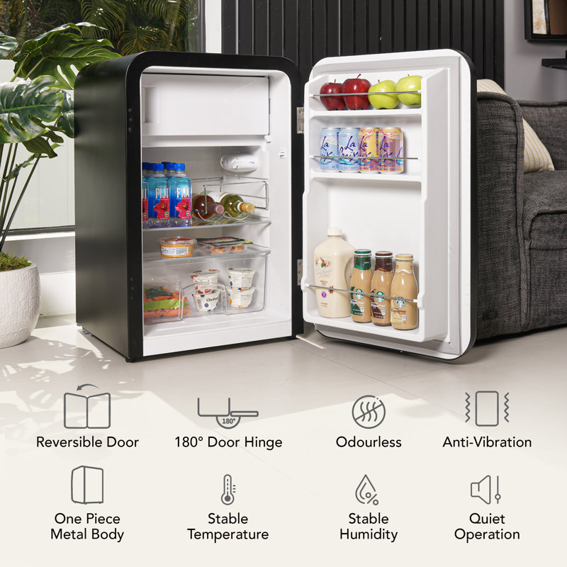 Cooluli Curve 3.8 Cuft Freestanding Compressor Fridge, Black
