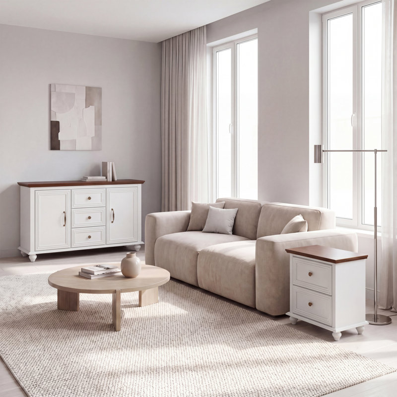Ensemble de salon 2 pièces Mid-Century, White