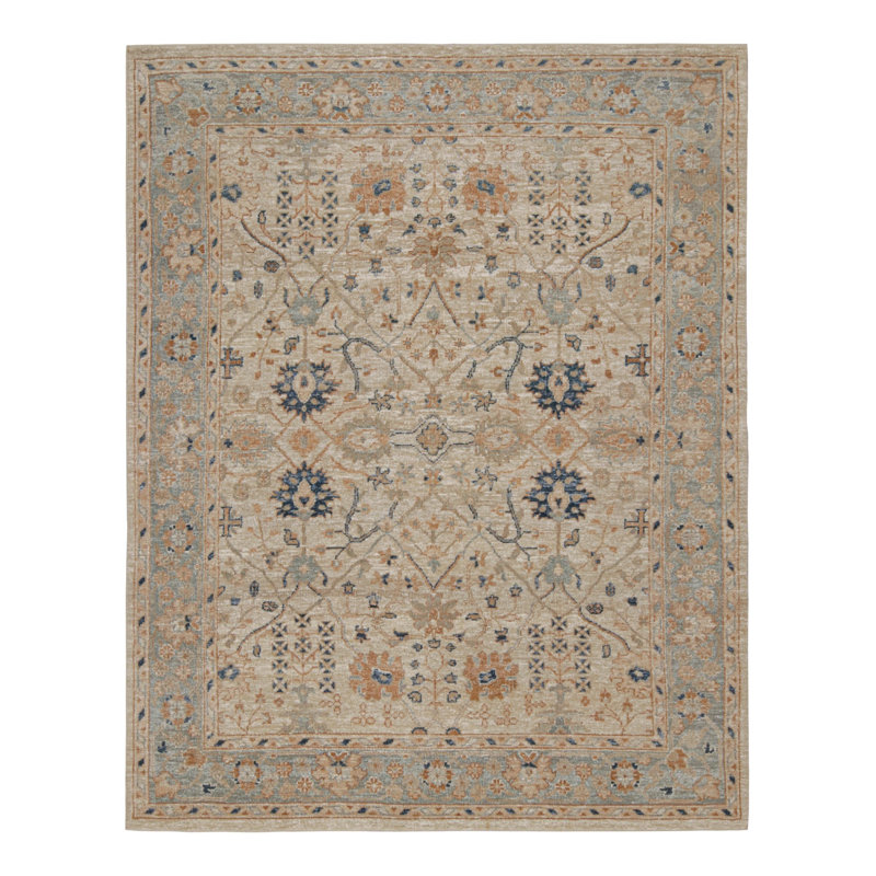 Oushak Hand Knotted Silk Floral Area Rug, Rectangle 12' x 18'