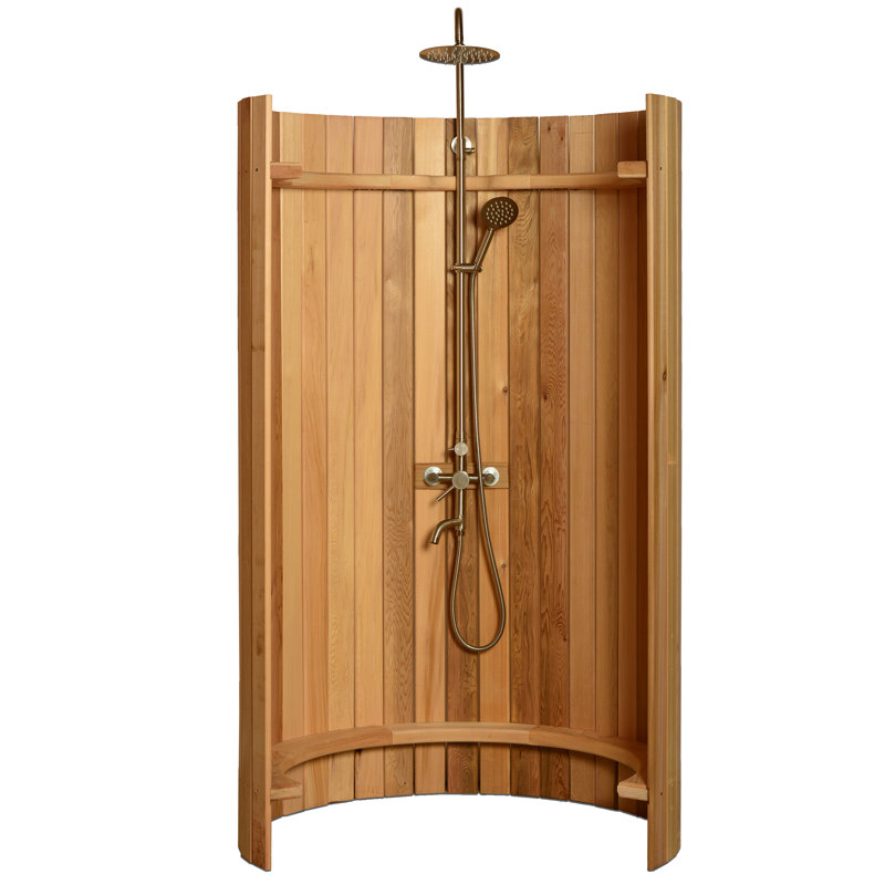 Douche d'extérieur Ellipse en cèdre transparent