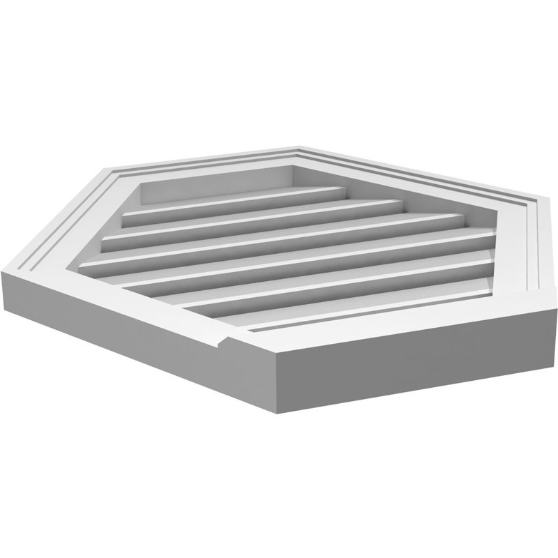 Horizontal Peaked Surface Mount Signature Urethane Functional Gable Vent, Primed Tan, 22" H x 22" W x 2" D