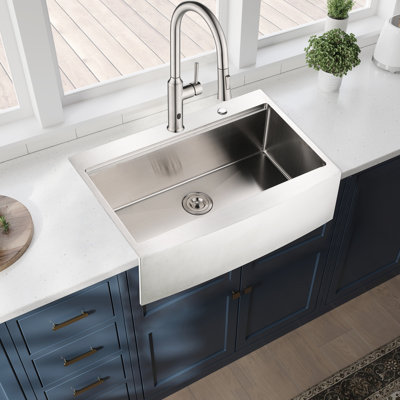 33"X22"X10" Stainless Steel Workstation Kitchen Sink With Apron - Brushed Nickel, Strong And Build Quality 33X22x10", Functional Design Solution