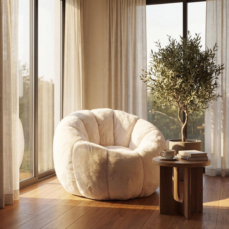  Fauteuil d'appoint rembourré Keck, Beige