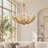 6- Light Gold-Leaf Crystal Chandelier