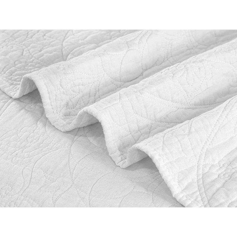 Cotton Quilt, King Quilt + 2 King Shams, White