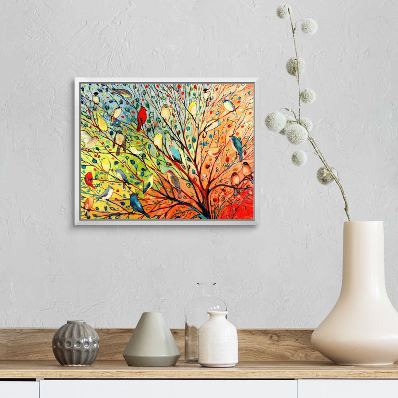 «Twenty Seven Birds», reproduction d'impression, H 13 po x l 16 po, Impression encadrée sans passe-partout, Blanc