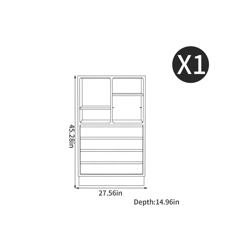 American style retro floor mounted bookcase