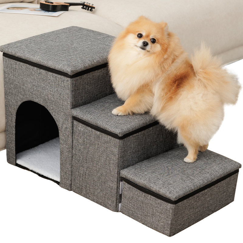 Rodneshia Dog Stairs for Sofa With 3 Steps Foldable with Storage