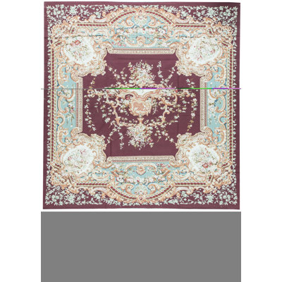 Hand-Knotted High-Quality Wine and Blue Area Rug