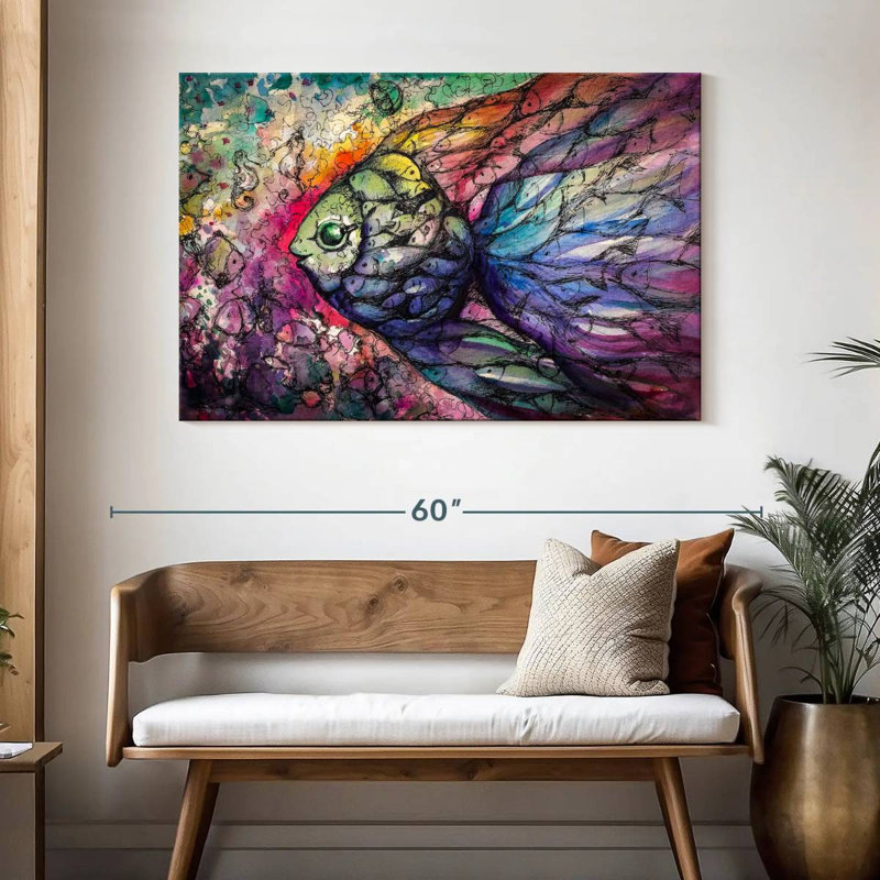 Brampt Abstract Rainbow Fish, 32" H x 48" W