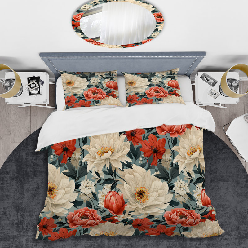 Literie Milya, Housse de couette pour grand lit et 2 taies décor