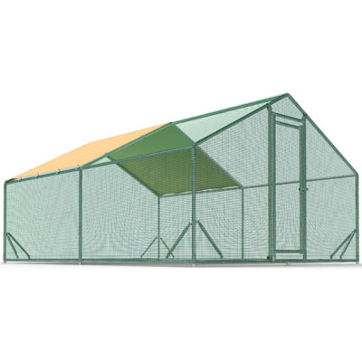  Grande cage à poulets en métal de qualité supérieure avec quincaillerie galvanisée et tube en métal renforcé de 1,26 po, cage à volaille pour ferme extérieure, 19,7 x 9,8 x 6,6 pi