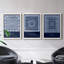 Indigo Tile I - ensemble de 3 impressions sur toile encadrées-2033254138-2033254134