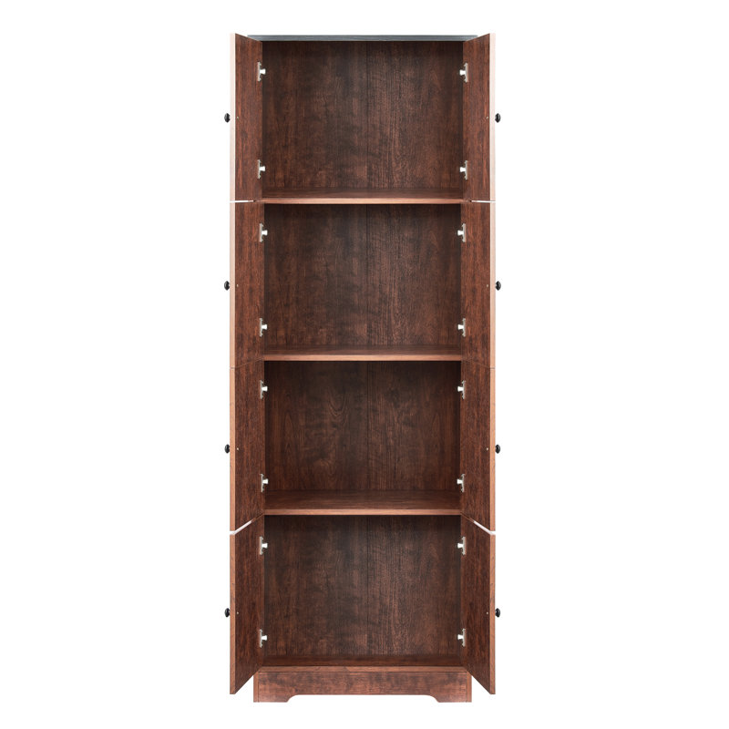 Armoire à 4 tablettes et 8 portes en noyer - Ajoutez du rangement à votre chambre d'amis pour garder les outils de garage organisés