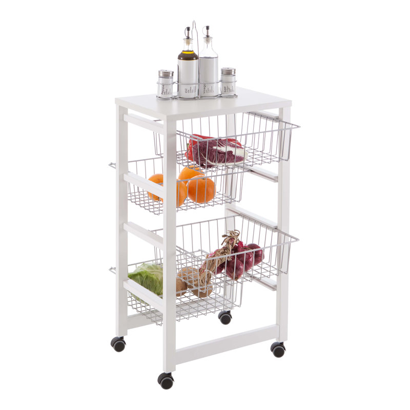 Ruthar Solid Wood Bar Cart, White