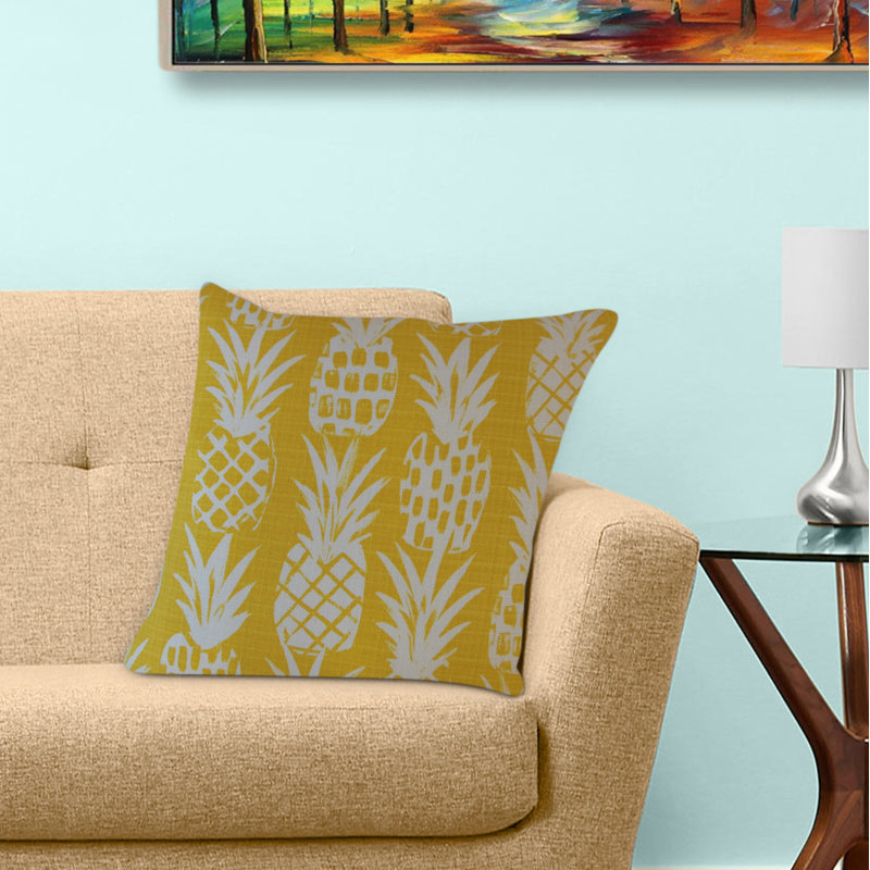 Coussin Yamka, 22 po x 22 po, Jaune, Coussin décoratif