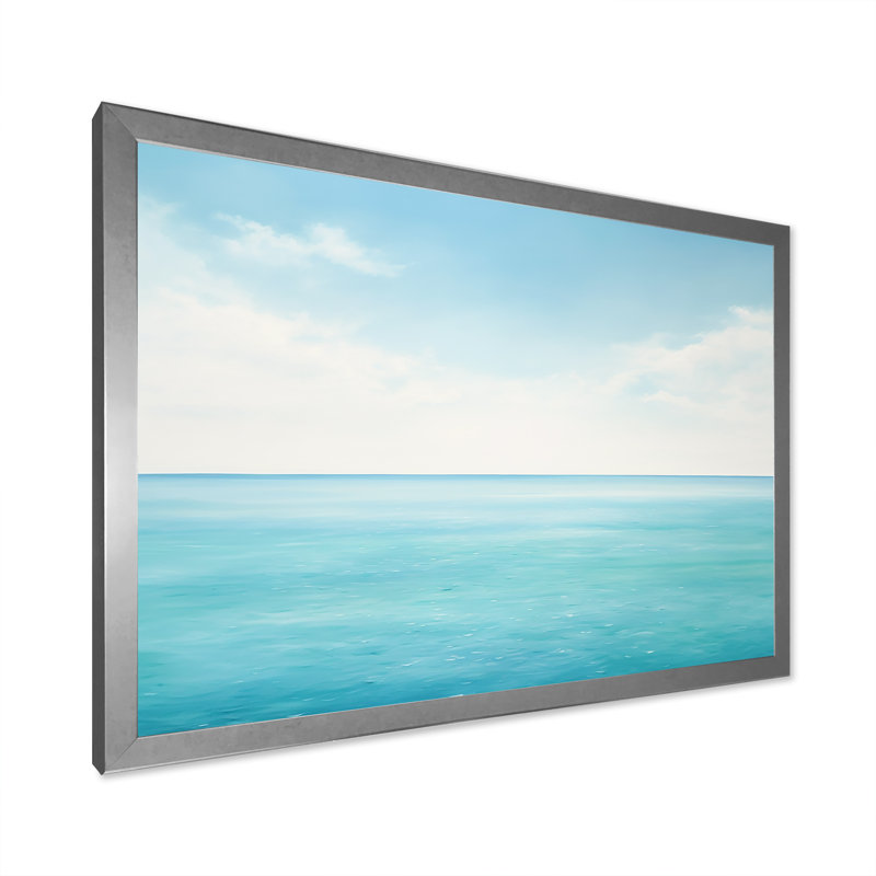 Impression sur toile Ocean Minimalisme Horizon II, Cadre simple argenté, H 16 po x l 32 po x P 1 po