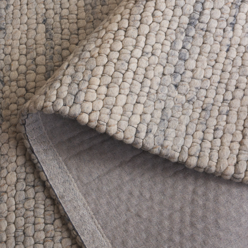 Marbella Hand Woven Wool/Cotton Solid Color Rug in Gray, Runner 2'3" x 8"