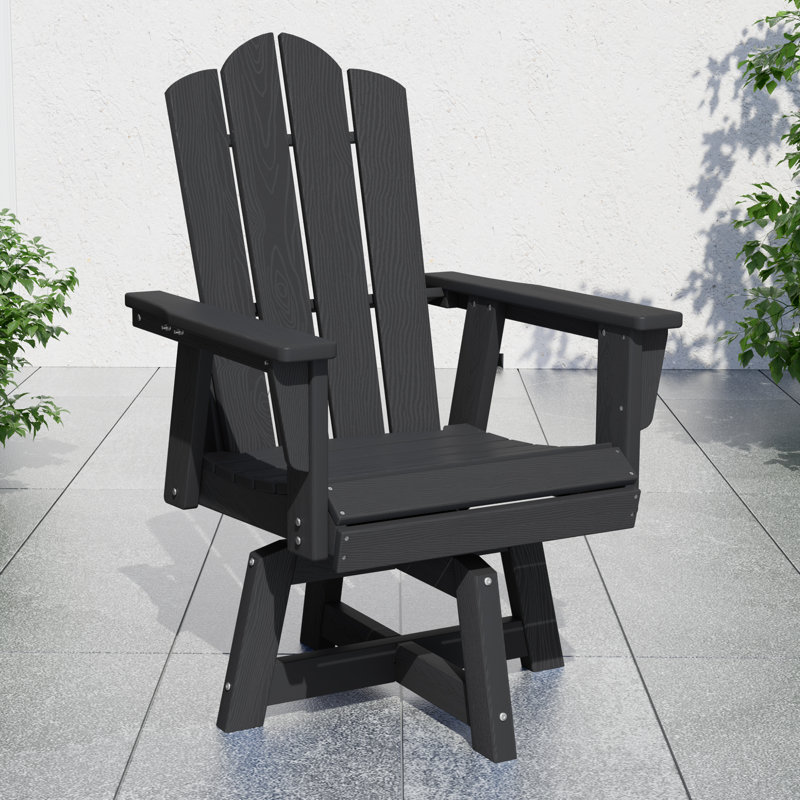 Chaise Adirondack pivotante en plastique noir PEHD, Noir
