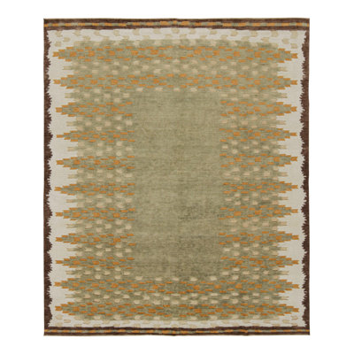 Rug & Kilim’S Scandinavian Style Rug In Green With Geometric Patterns