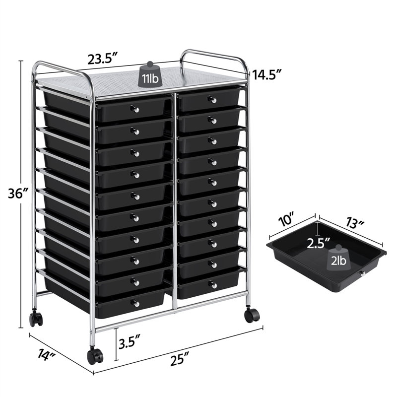 20 tiroirs de rangement Lundys, Noir