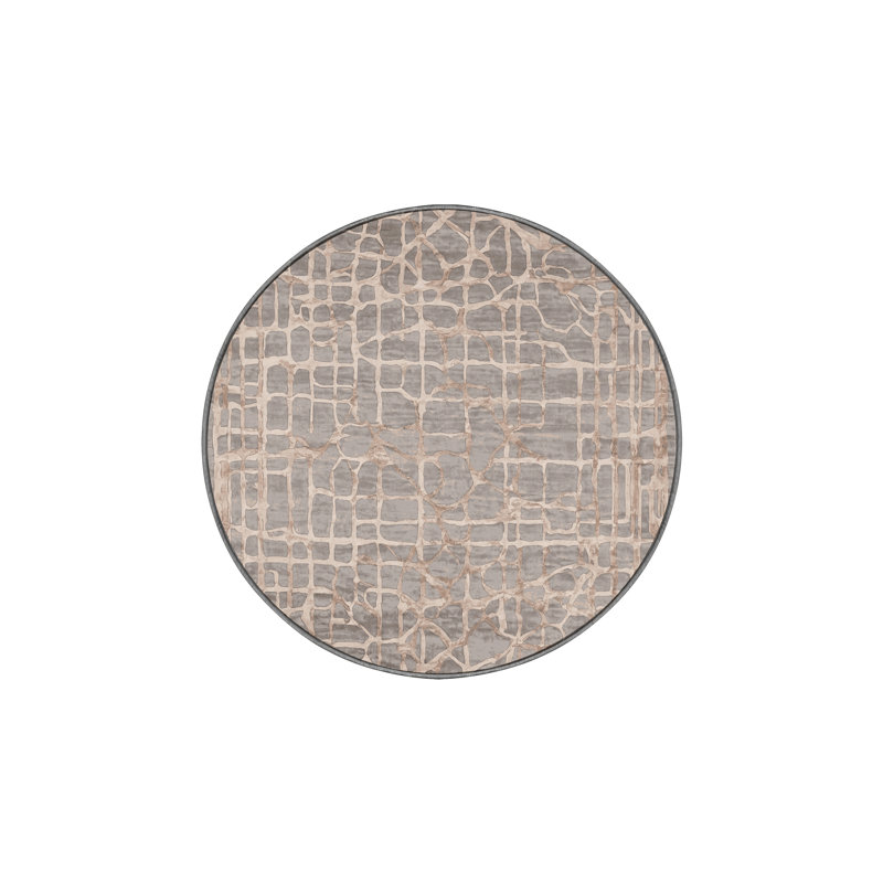 Machine Washable Gray Area Rug, Round 6'