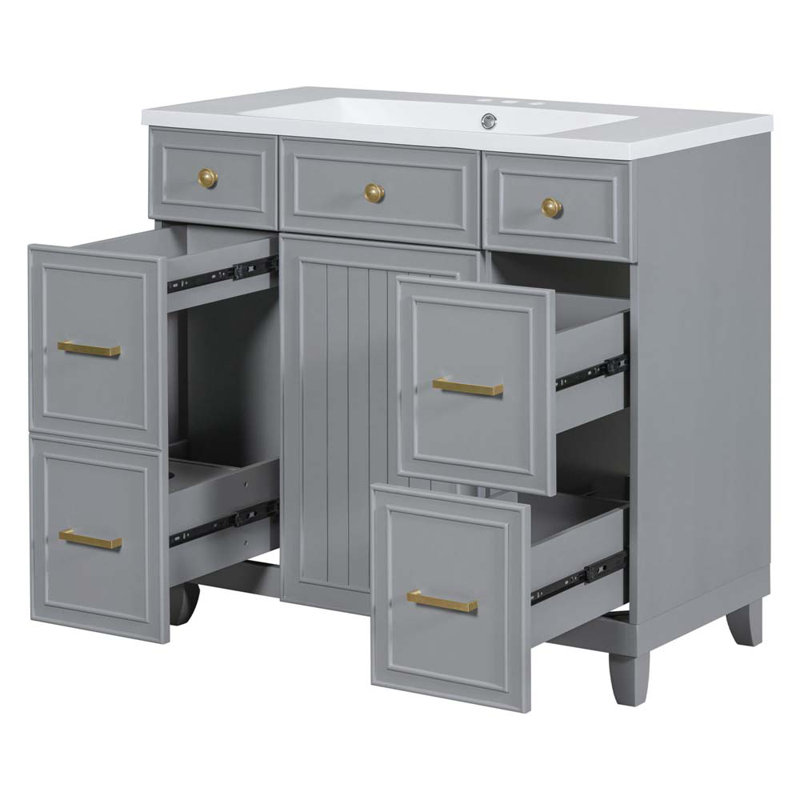 Meuble-lavabo simple 36,11 avec comptoir, Gris