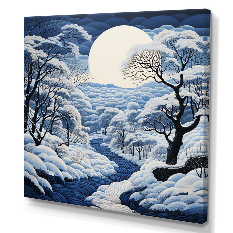 «Snow Winters Moon Solitude II», reproduction sur toile, H 16 po x l 16 po x P 1 po, Toile tendue