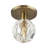 1 Light Natural Brass Crystal Semi-Flush
