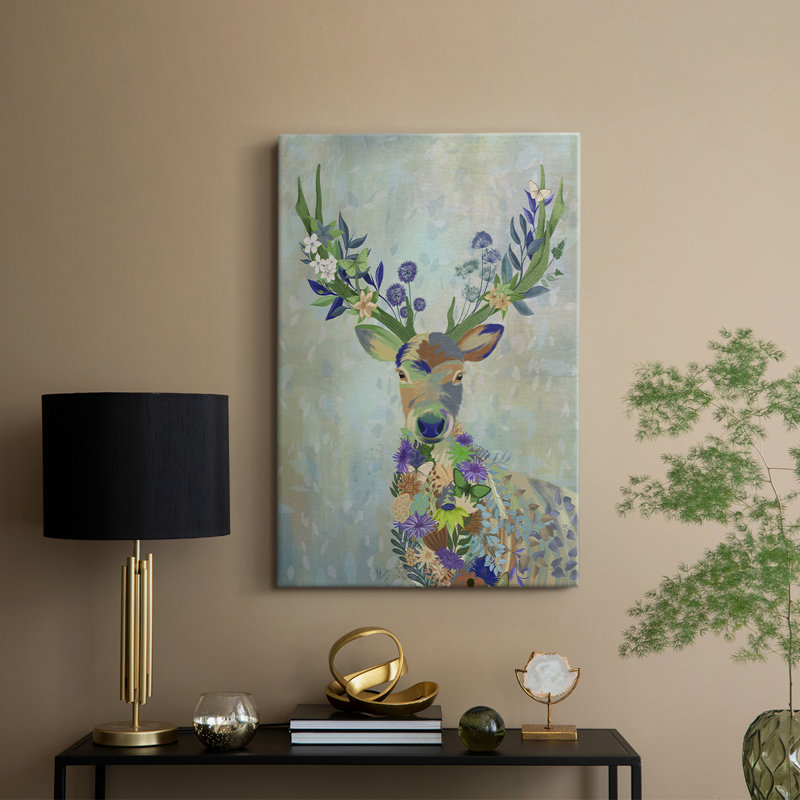 Fantastic Florals Deer, Portrait - galerie Cavas sur mesure, H 27 po x l 18 po