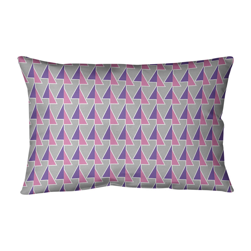 Coussin lombaire à motif de flèches changeées, H 14 po x l 20 po, Rose/mauve, Duvet / Plumes