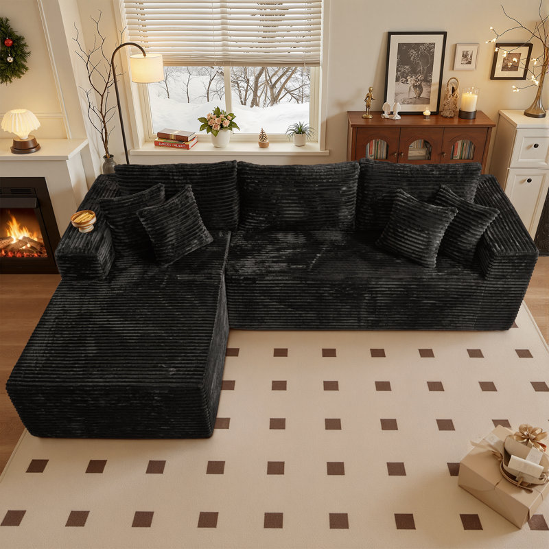 Canapé modulaire rembourré 2 pièces Boneless, Noir