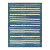 Rug & Kilim’S Contemporary Dhurrie Rug In Blue With White Stripes