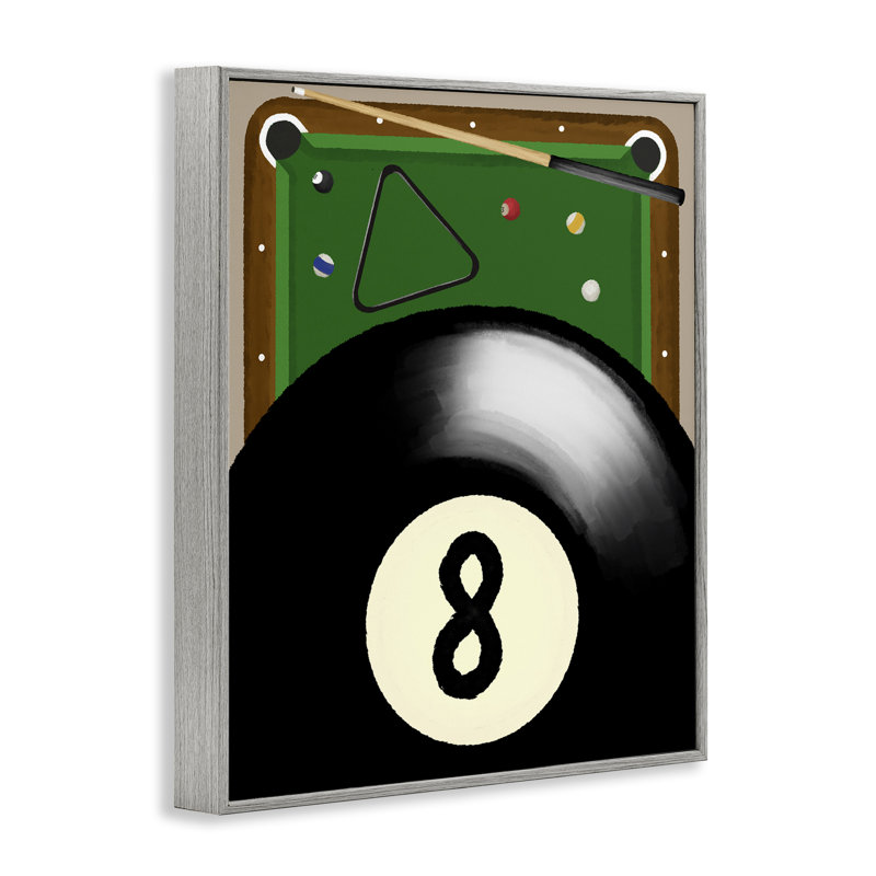 Table de billard et balles encadrées, estampe numérique, design par Jennifer Stith, H 20 po x l 16 po