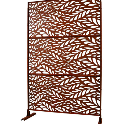 Écran d'intimité en métal de 76 po H48 po, rouge rouille, autoportant, pour l'extérieur et l'intérieur, encastré dans votre patio, terrasse, balcon, pelouse, écran d'intérieur de jardin avec métal rouge