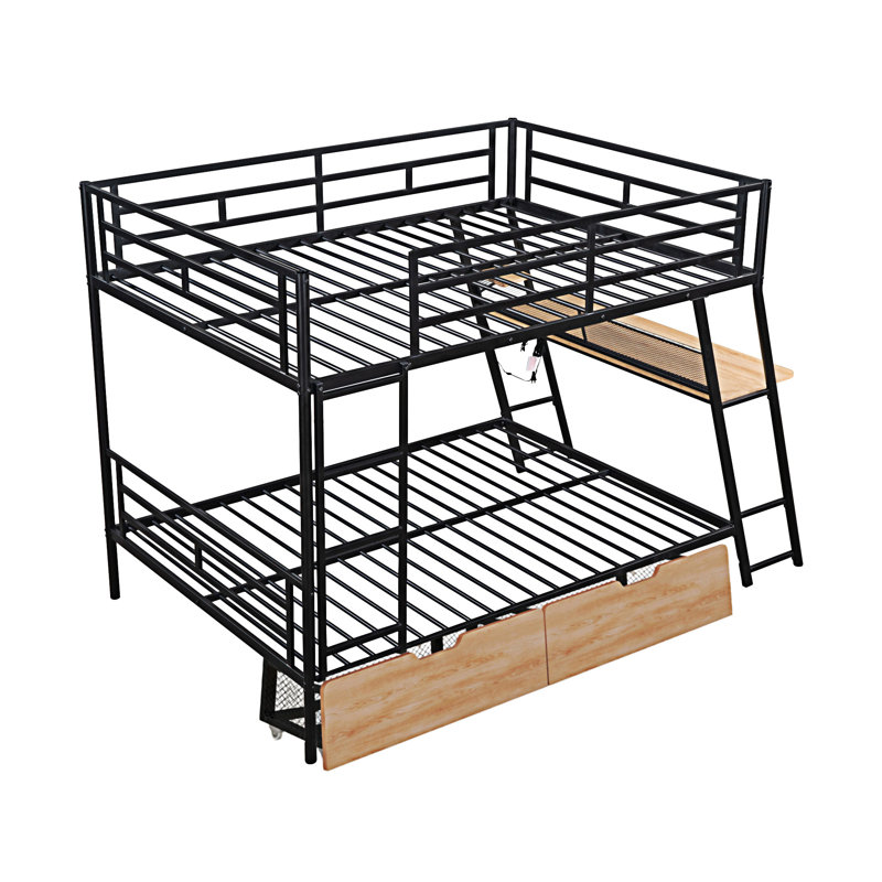 Lit superposé en métal avec bureau intégré