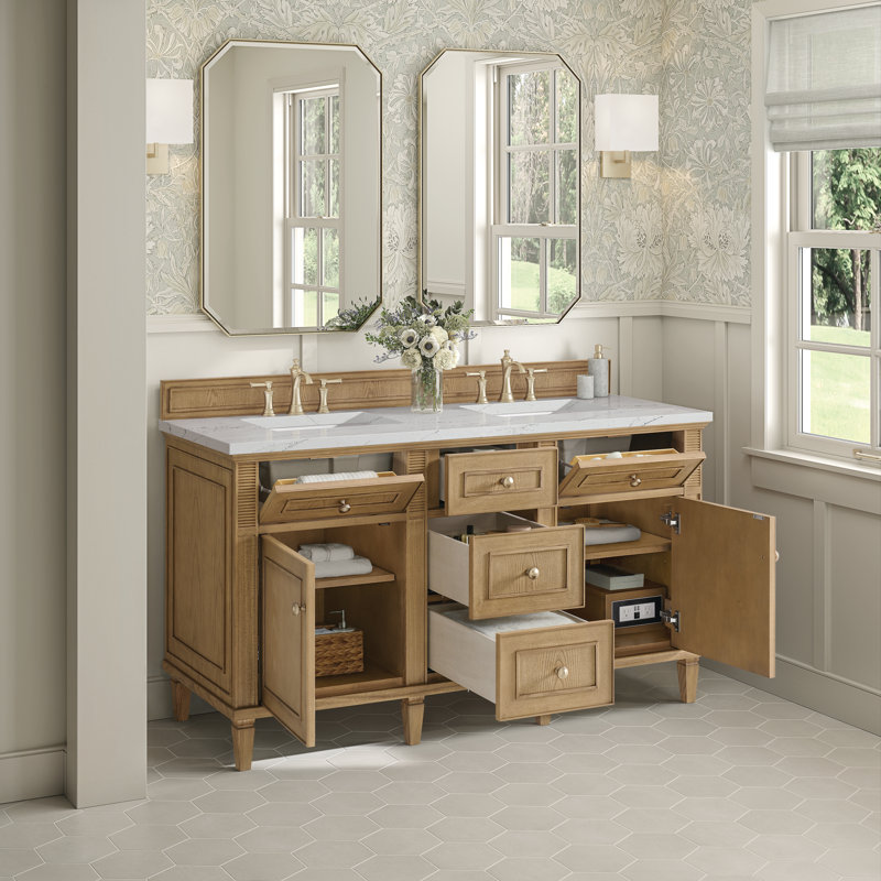 Lorelai 60'' W Double Vanity, Whitewashed Oak, Tajnar Eclos