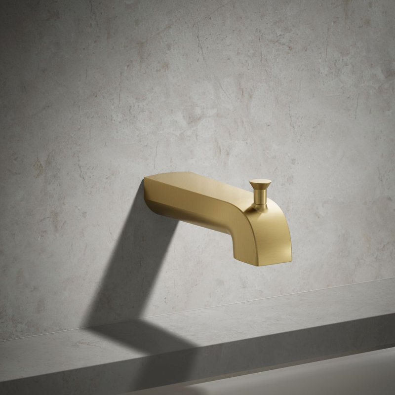 Pitch Wall-Mount Diverter Bath Spout, Vibrant Brushed Moderne Brass