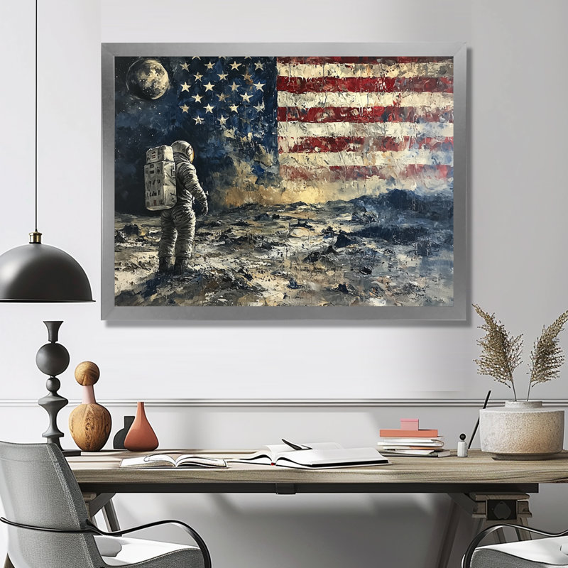 «Kyon Usa Moon Apollo 13 Mission I - Moon Large», art mural, Reproduction encadrée d'une seule photo, Argent argent