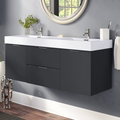 Ensemble de meuble-lavabo double mural 59 po Royka