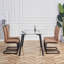 Set of 4 Side Chairs with Brown-Toned Fabric Upholstery, High Back and Black Metal Legs for Dining Room or Kitchen
