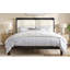 Structure de lit plateforme en bois massif avec tête de lit tapissier en velours beige, noir, aucun sommier tapissier requis-171828126