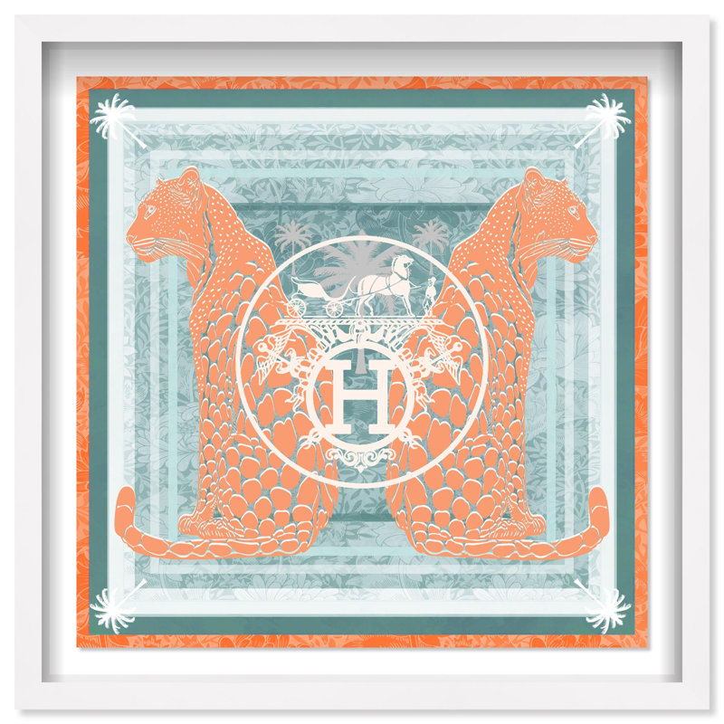 Casablanca to Paris Peach Print Glam Jungle by Oliver Gal, Black Frame, 12 x 12, 21.5"H x 21.5"W, White Frame