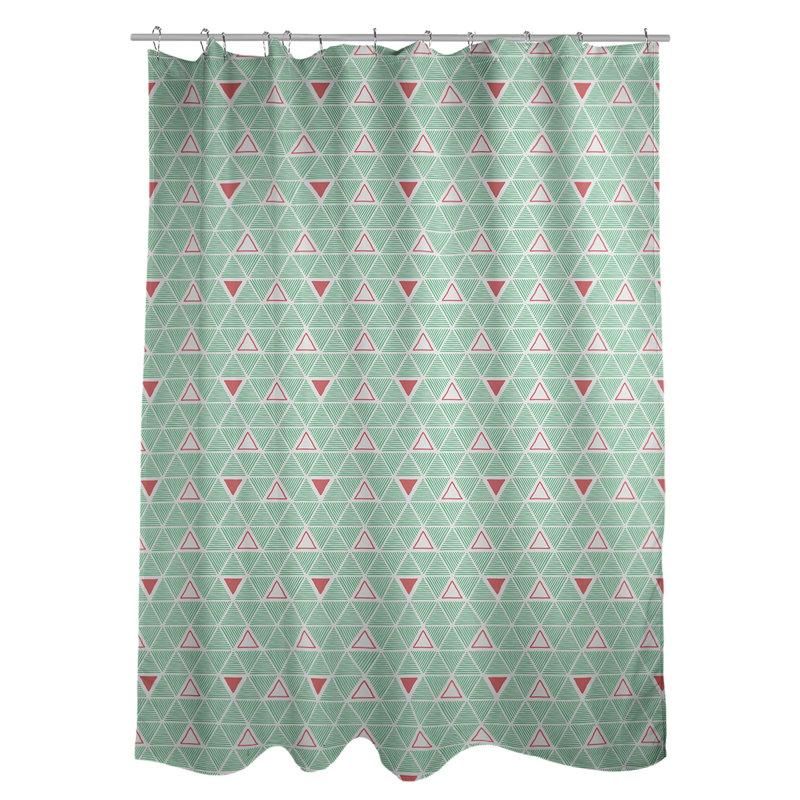 Patricia Geoffrey Geometric Shower Curtain, Green/Red