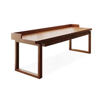 Walnut Rectangular Solid Wood with 3 drawers desk by Groove Interior