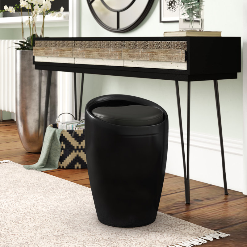 Evan Plastic Accent Stool, Black