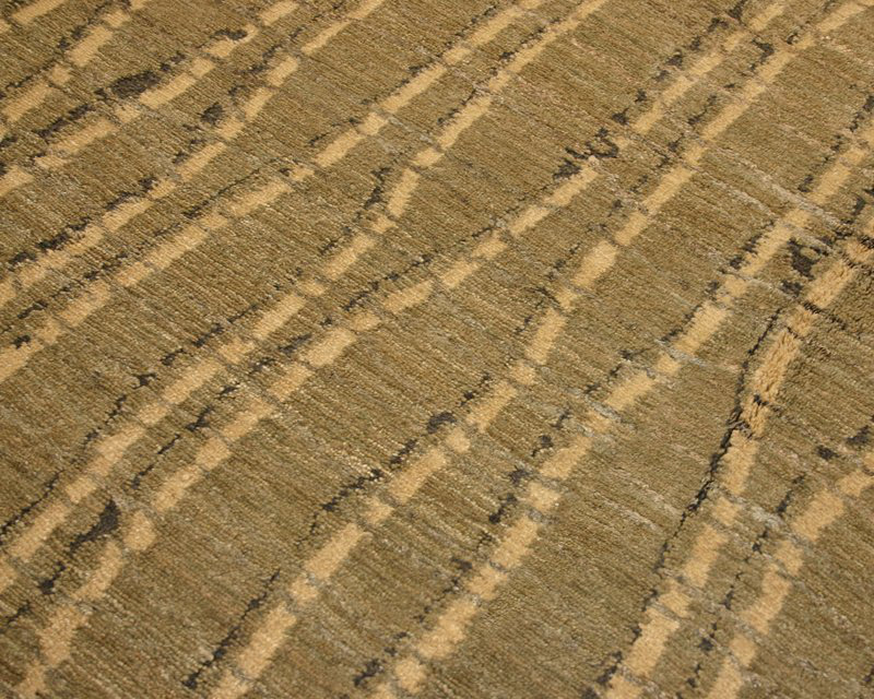 Dragnet Wool Striped Area Rug in Beige/Green, Rectangle 8' x 10'