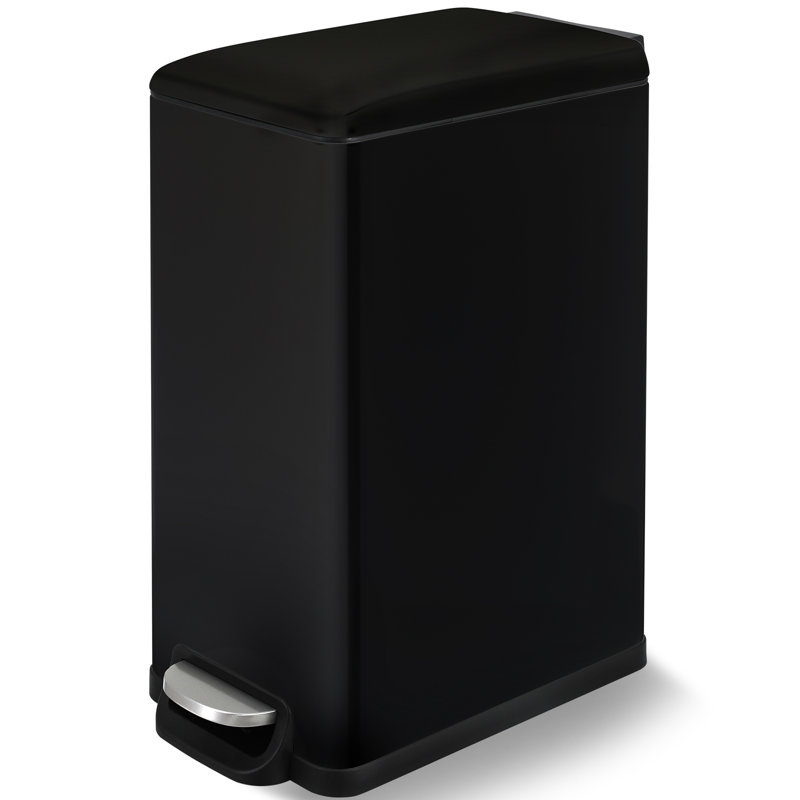 Stainless Steel Step On Kitchen Trash Can - 13.2 Gallons, Black