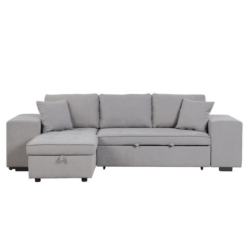 Canapé modulaire rembourré 4 pièces Brihany, Lin gris, Orienté à gauche (vu de face)