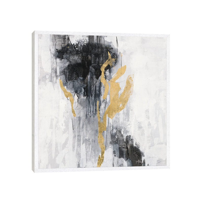 Golden Rain II 1 Piece Wall Art on Canvas, 45.72 cm H x 45.72 cm W, White Framed